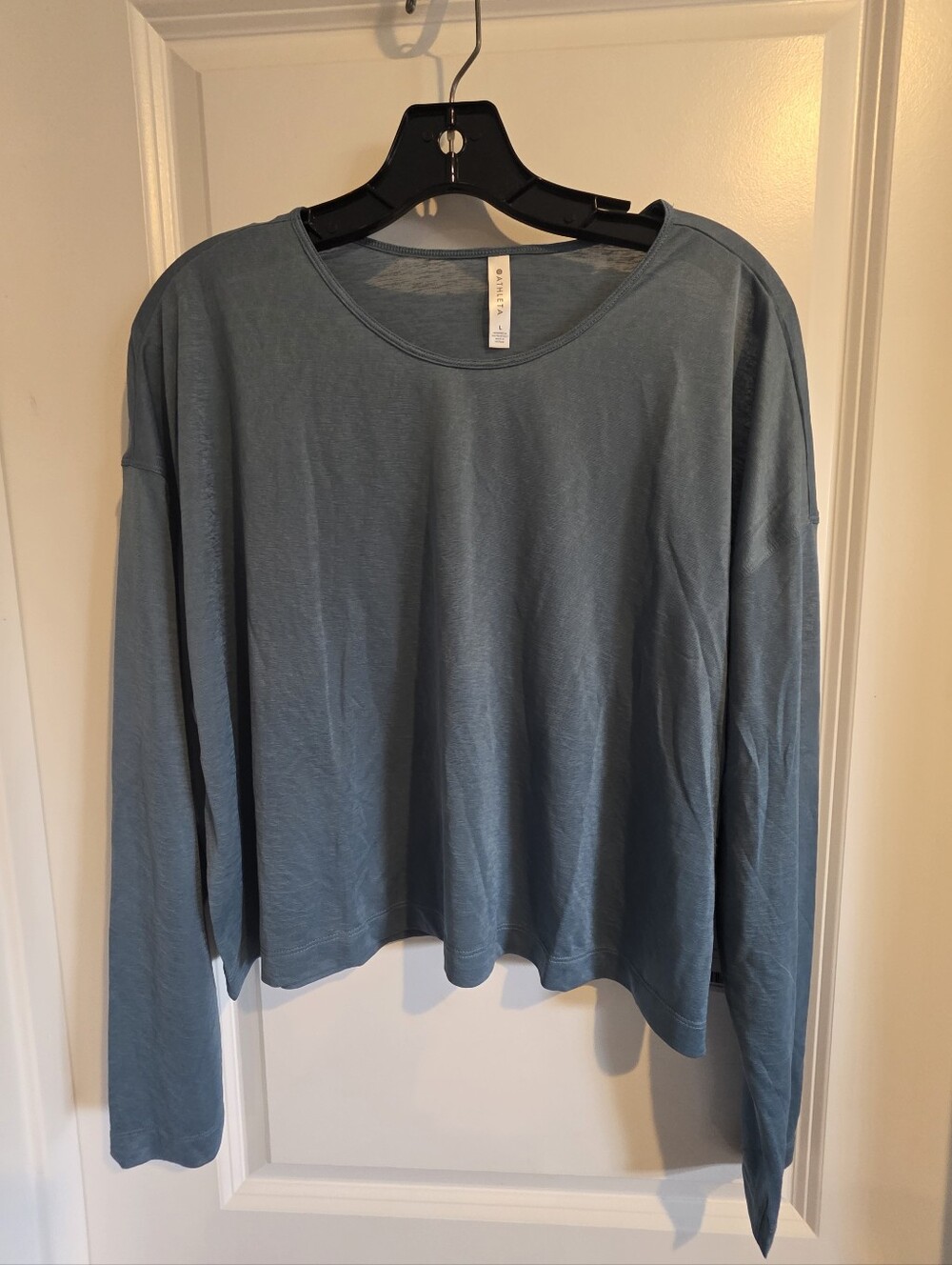 Athleta Vapor Sheer Cropped Relaxed Long-Sleeve Tee - Dark Surf Teal